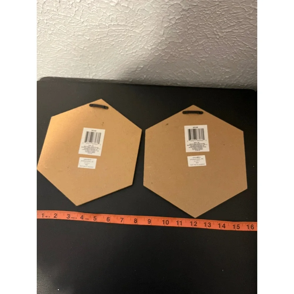 Greenbrier International Marble Gold Hexagon Wall Decor Set Work Hard Dream Big